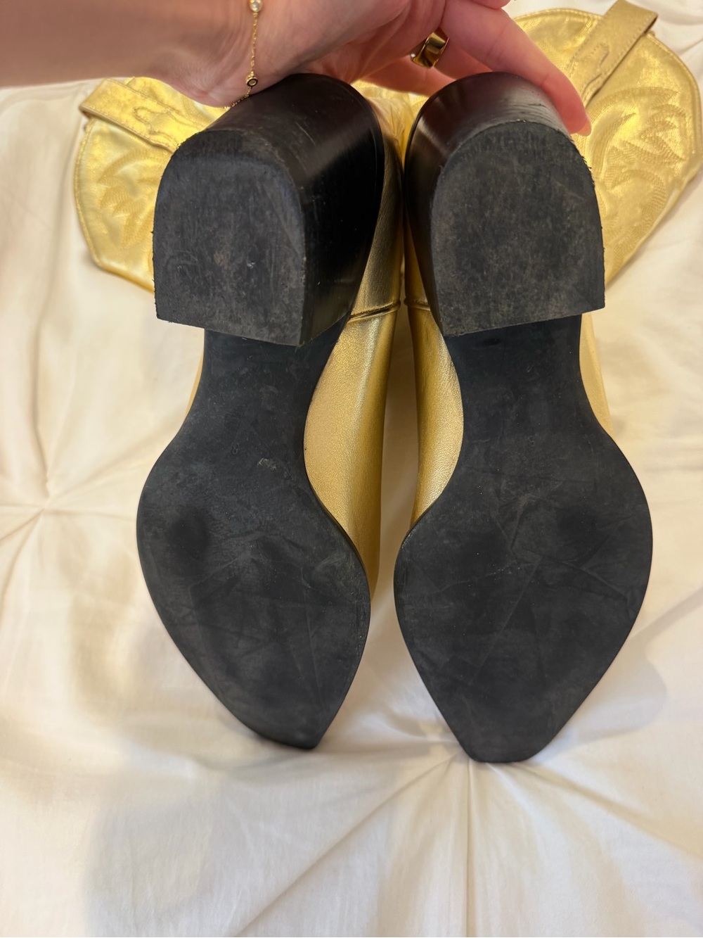 Jeffrey Campbell Dagget Gold Leather Cowboy Boots - Picture 4 of 8